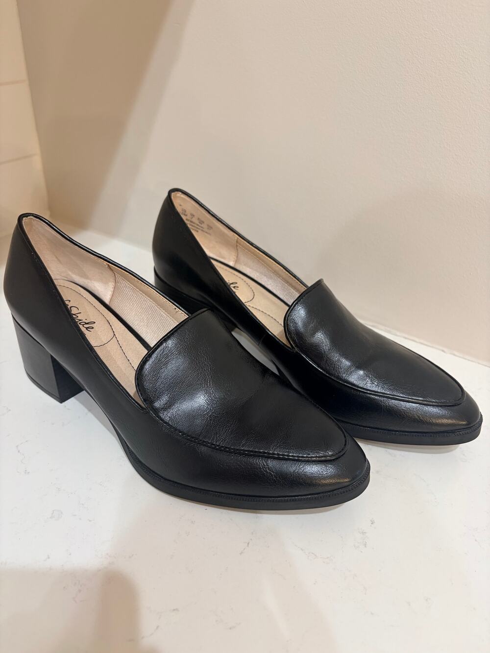 LifeStride Devyn Black Block Heel Loafers Pumps Shoes Size 10 Soft Comfort